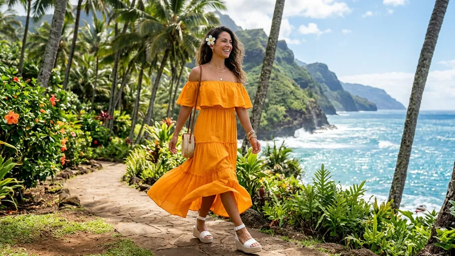 Off-Shoulder Sundress in a Solid Vibrant Color
