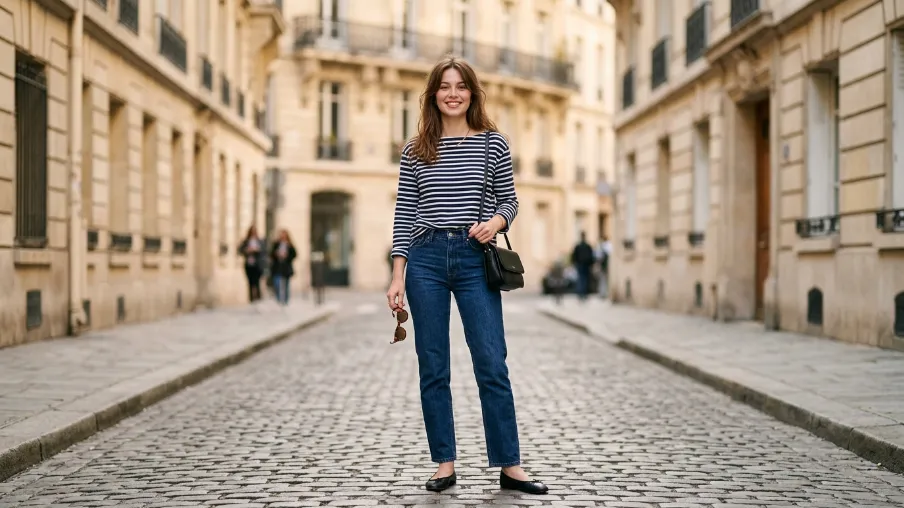 The Breton Stripe Top with Straight-Leg Jeans