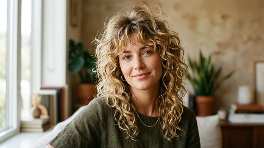 Shag Cut with Textured Blonde Curls