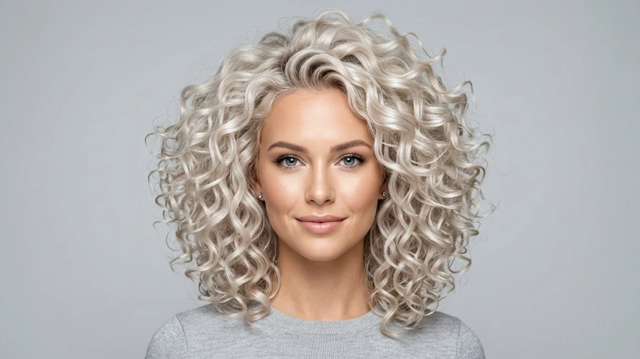 Platinum Blonde Curls with Volume
