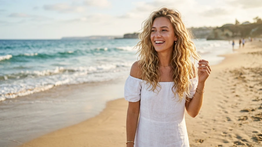 Beachy Blonde Curls for a Relaxed Look