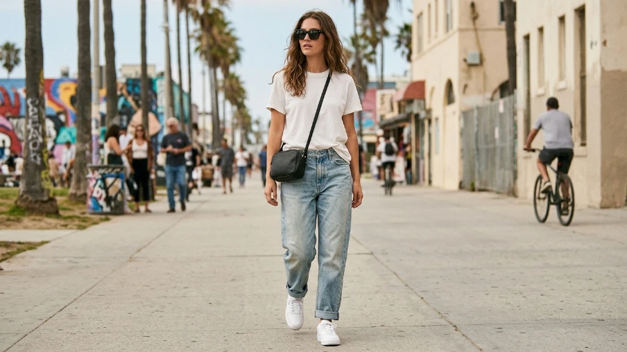 White Tee, Baggy Jeans, and White Sneakers