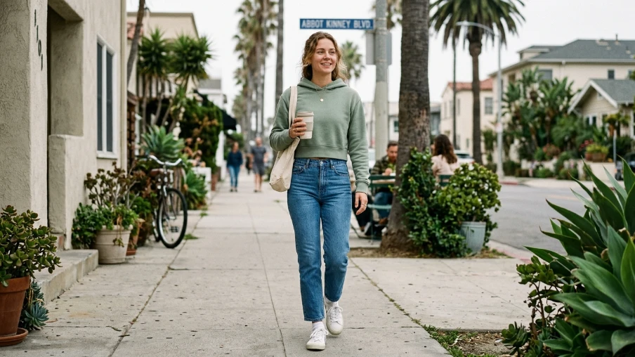 Cropped Hoodie with Straight-Leg Jeans