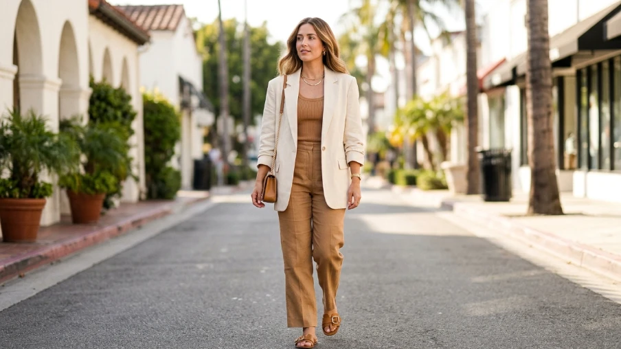 Neutral Monochrome Look with Tan and Camel Tones