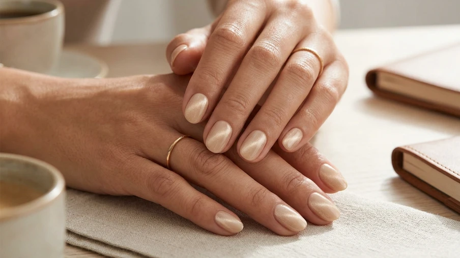 Nude Cat Eye Manicure