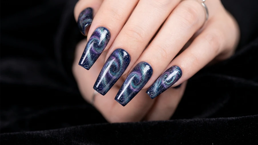 Coffin Cat Eye Nails