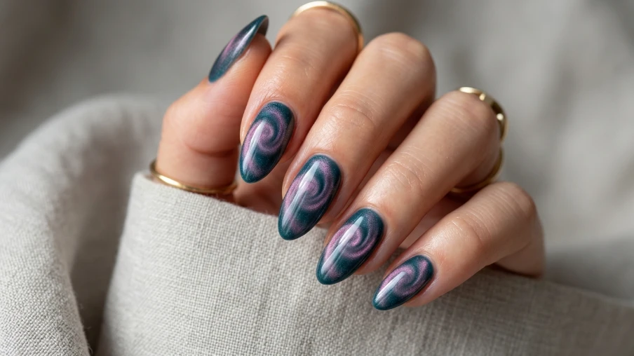 Magnetic Swirl Cat Eye Nails