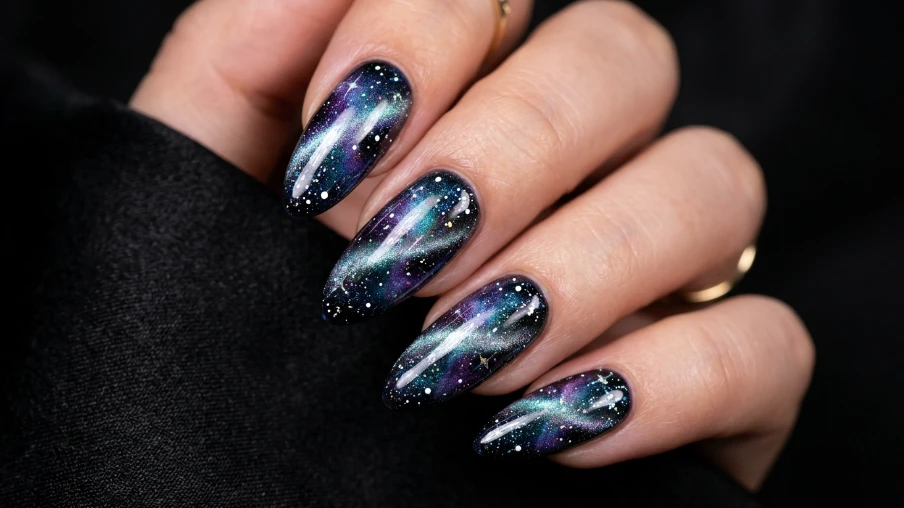 Galaxy Cat Eye Nails