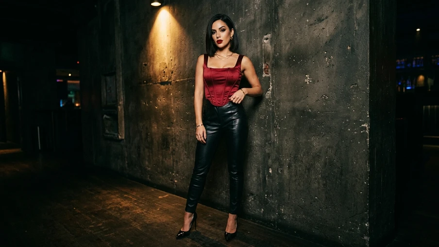 Corset Top with High-Waist Leather Pants
