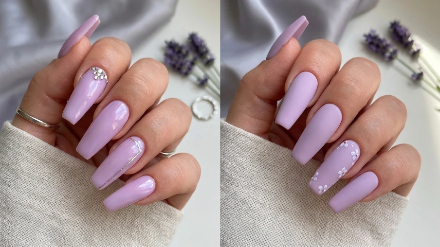 Soft Lavender Coffin Nails
