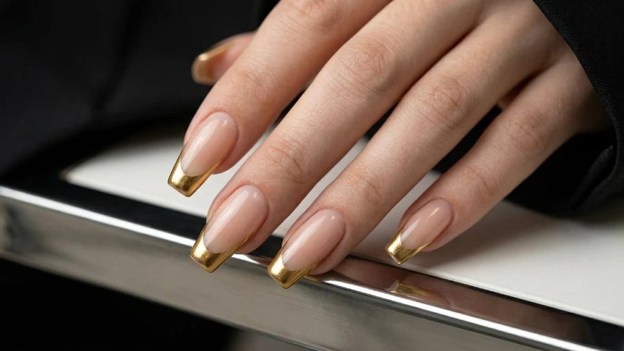 French Tip Coffin Nails