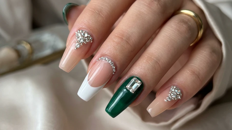 Rhinestone Coffin Nails
