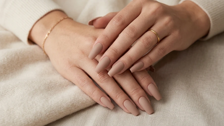 Matte Nude Coffin Nails