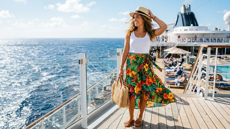 Tropical Print Skirt with a Simple Tank
