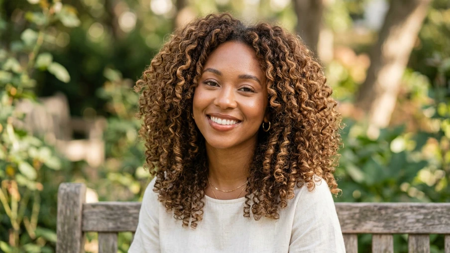 Honey Highlights on Natural Curls