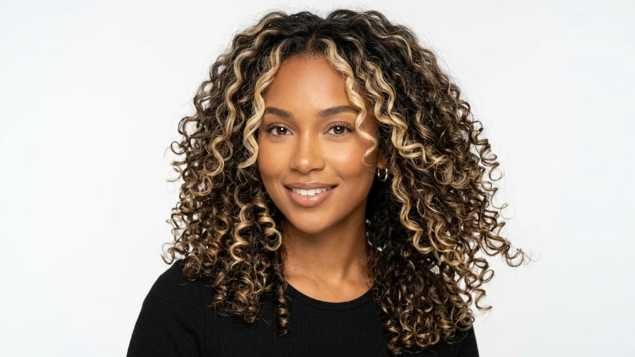 Blonde Highlights on Curly Hair