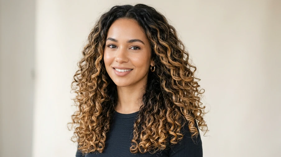 Curly Hair Balayage Highlights