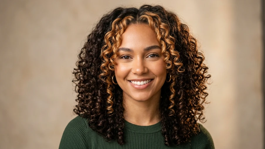 Face Framing Highlights on Curly Hair