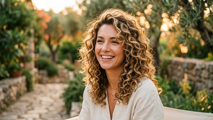 Sun Kissed Curly Highlights