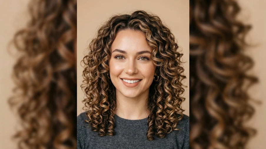 Soft Highlighted Curls with Lowlights