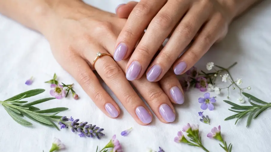 Milky Lavender Jelly Nails