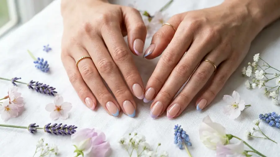 Micro French Tips with Pastel Colors