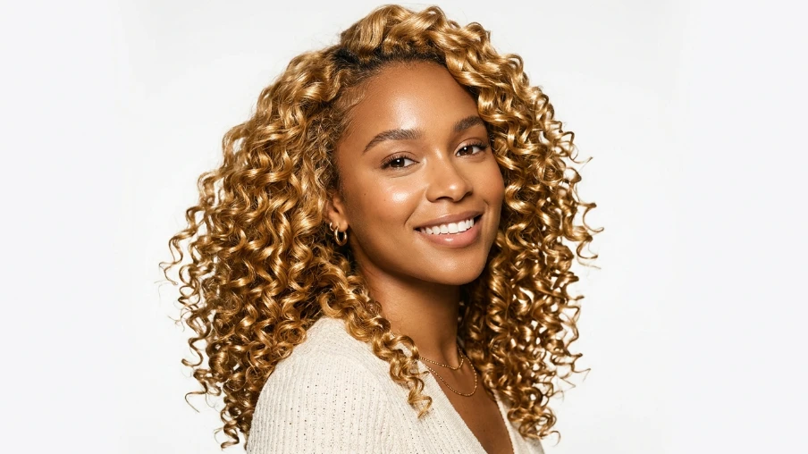 Glossy Honey Blonde Curls with Curl Cream