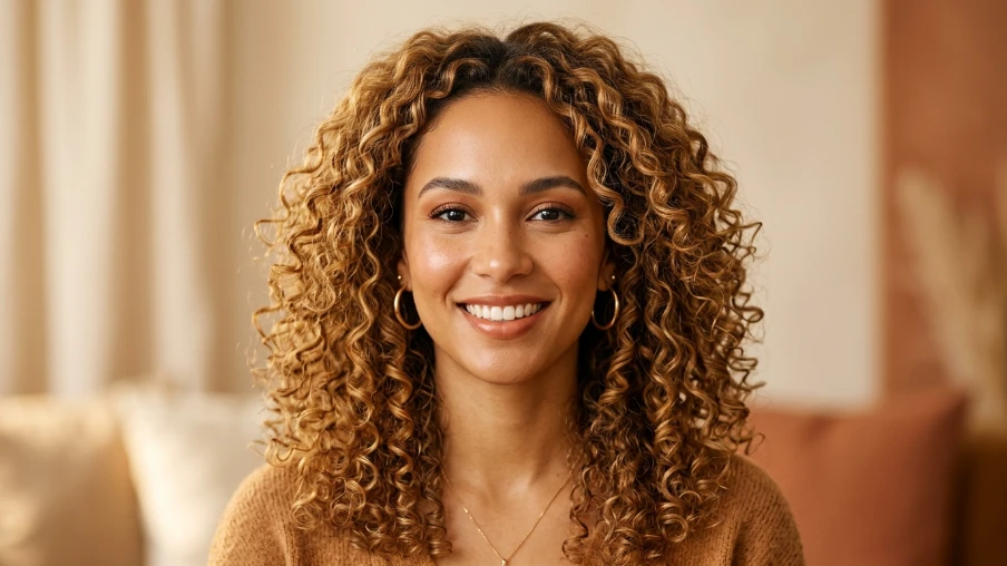 Curly Honey Blonde Hair for Warm Skin Tones