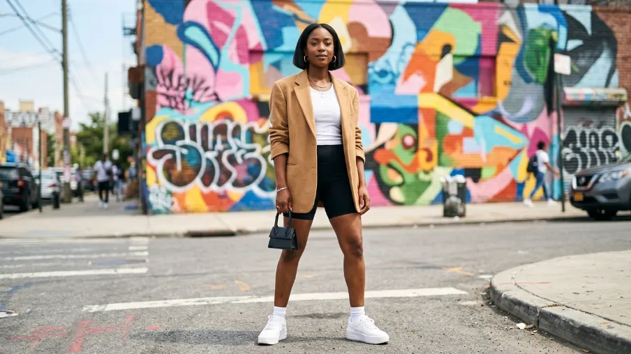  Bike Shorts with an Oversized Blazer