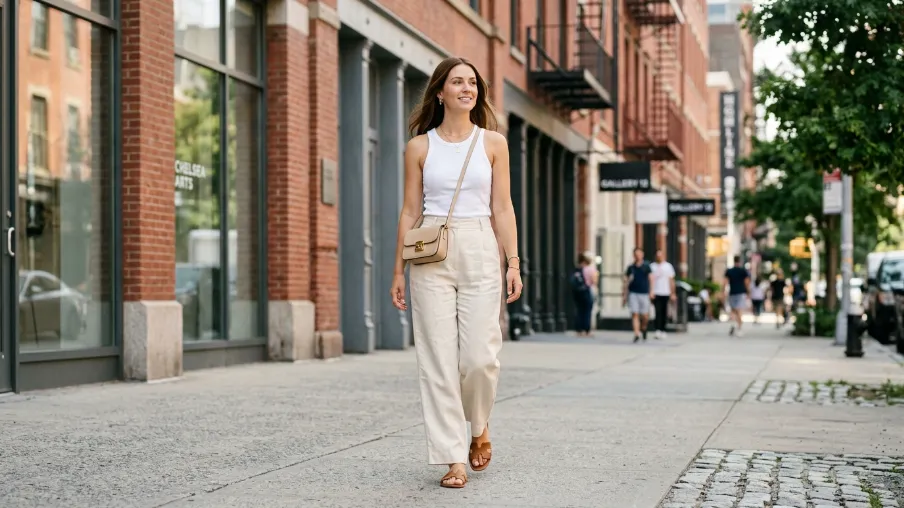 Linen Wide-Leg Trousers with a Fitted Tank
