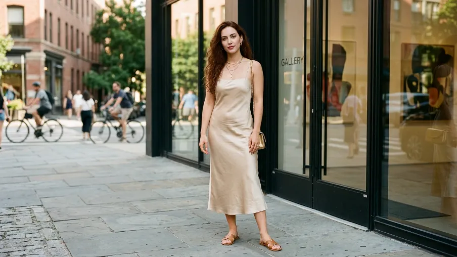Summer Slip Dress with Layered Jewelry