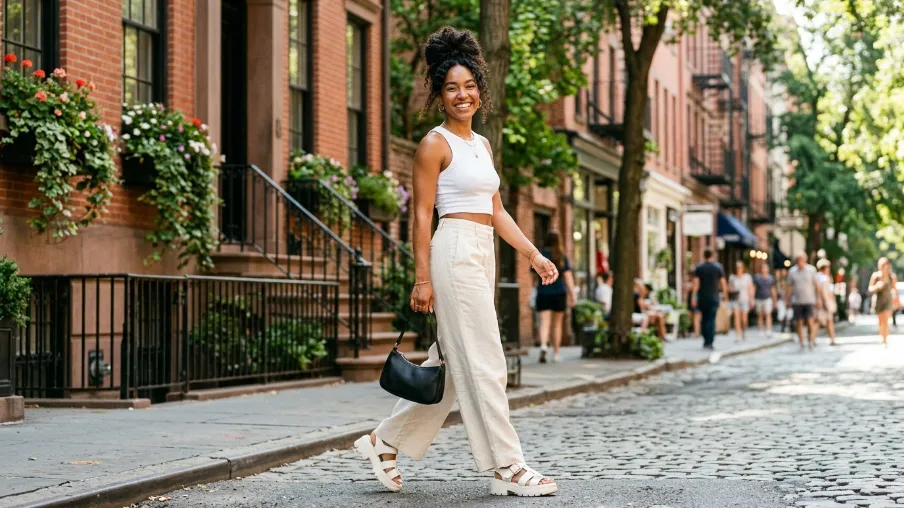 Cropped Top with High-Waisted Wide-Leg Pants