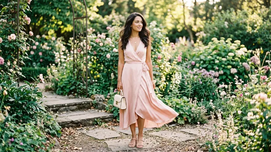 Silk Midi Dress in Ivory or Blush