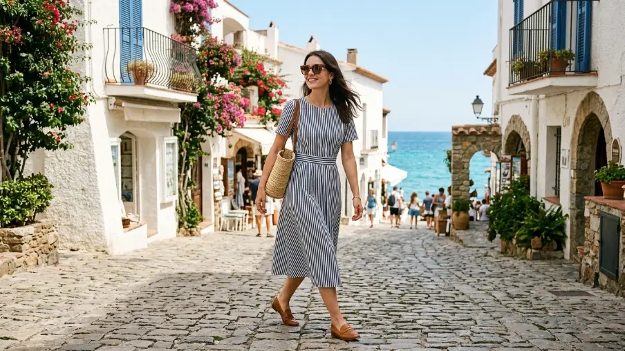 Breton Stripe Midi Dress