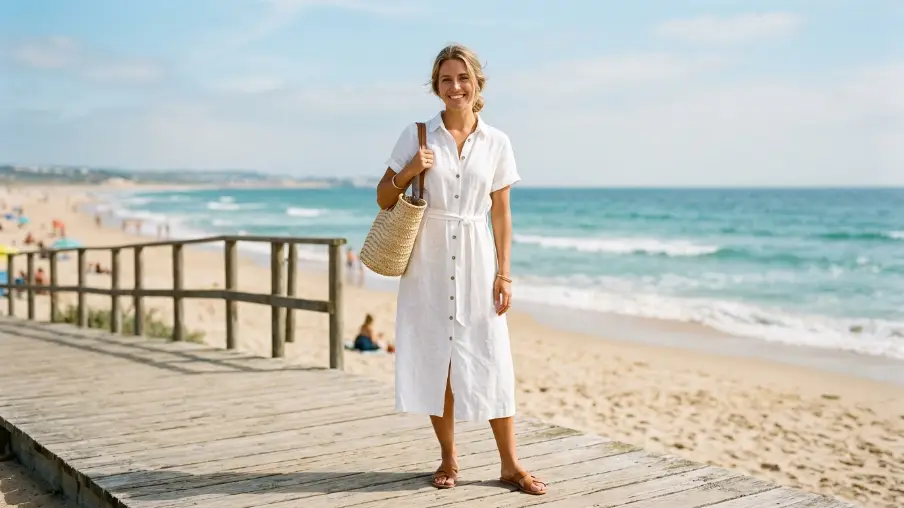White Linen Shirt Dress