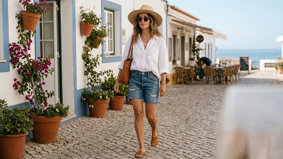 Shorts with an Oversized Shirt for a Relaxed Casual Look