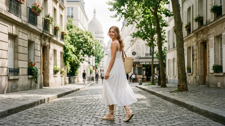 White Midi Dress with Espadrilles