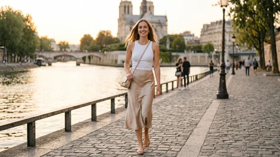 Midi Skirt with a Simple Fitted Top