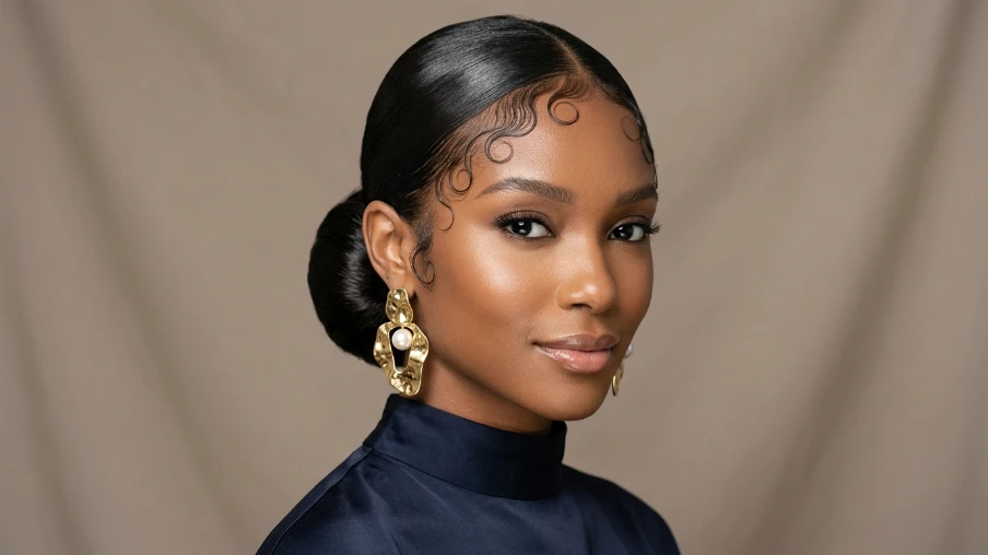Sleek Low Bun with Baby Hairs