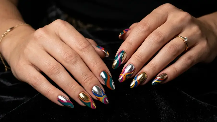 Pucci Nails with Chrome Powder Finish