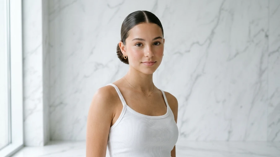The Sleek Bun with a Middle Part