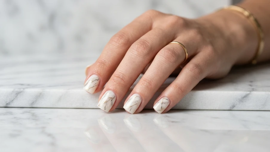 Marble Short Acrylic Nails