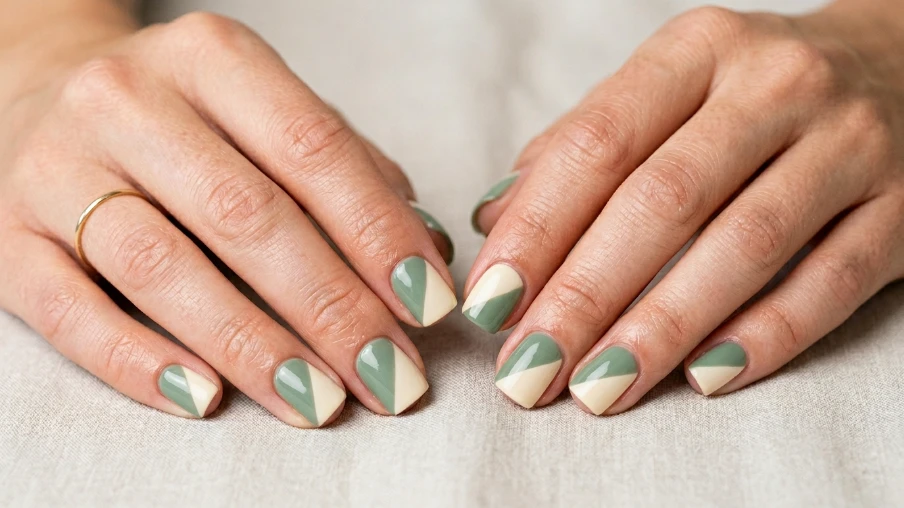 Two-Tone Color Block Nails