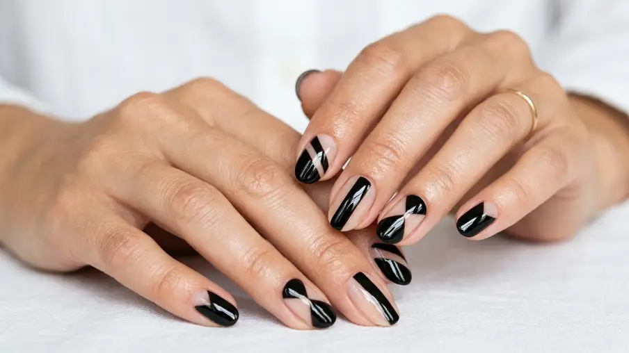 Black and Nude Negative Space Nails