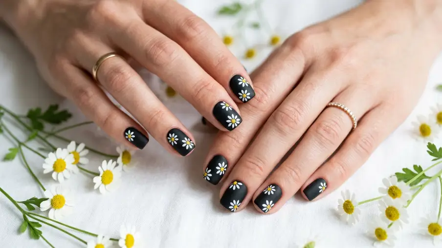 Matte Black with White Daisy Accents