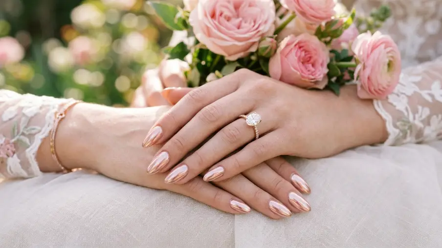 Rose Gold Chrome Nails