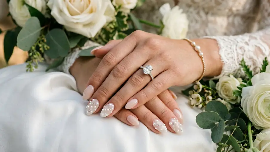 3D Pearl Accent Nails