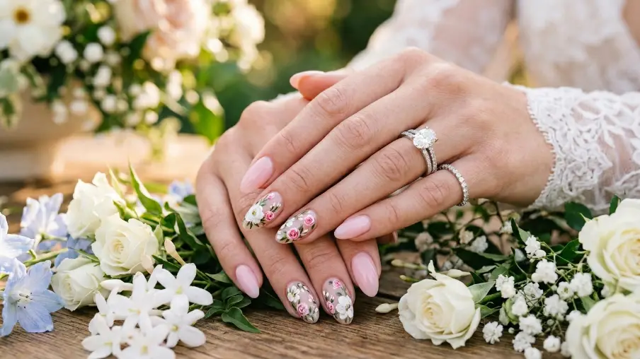 Hand Painted Floral Nail Art