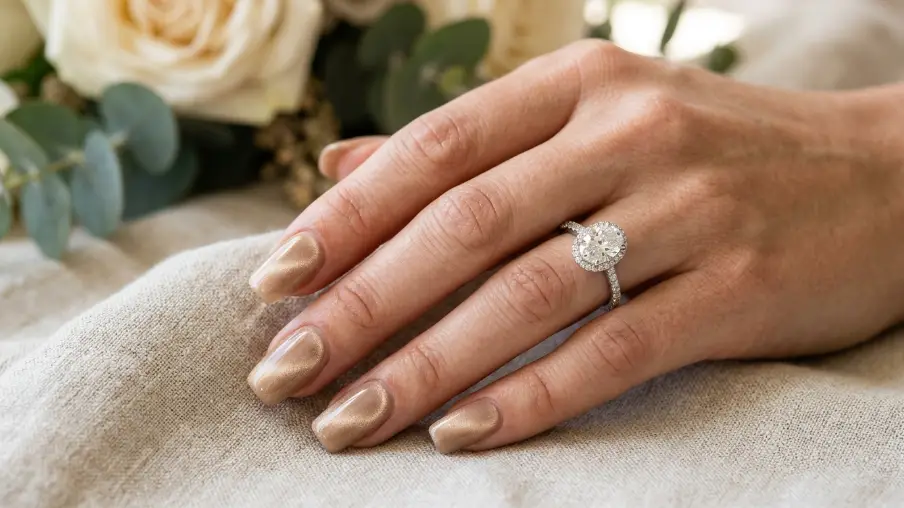 Velvet Cat Eye Nails in Champagne