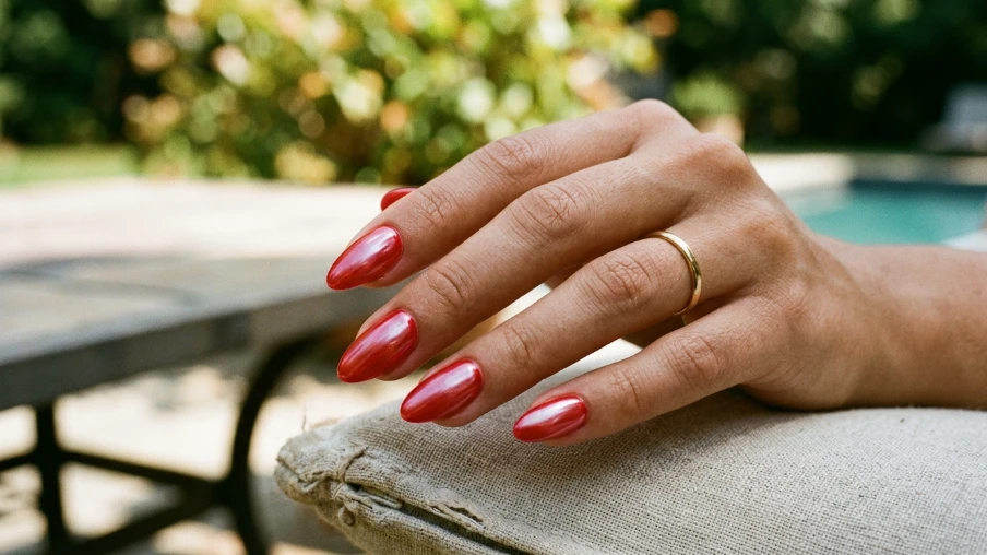 Glazed Donut Red Nails